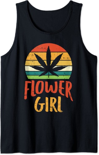 Flower Girl Weed Retro 420 THC Pot Cannabis Pun Stoner Gift Tank Top