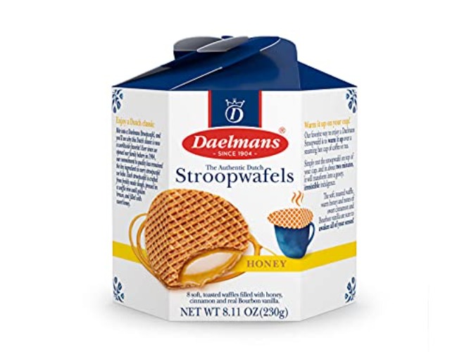 DAELMANS Stroopwafels, Dutch Waffles Soft Toasted, Honey, Office Snack, Kosher Dairy, Made in Holland, 8 Stroopwafels per Box, 8.11 Oz (Pack of 1) - Honey - 8 Count (Pack of 1)