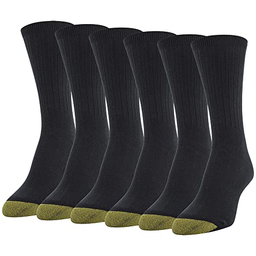 GOLDTOE Women's Casual Texture Crew Socks, Multipairs - Medium - Black (6-pairs)