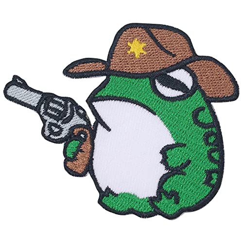 Octory Sheriff Frog with Gun Iron On Patches for Clothing Saw On/Iron On Embroidered Patch Applique for Jeans, Hats, Bags