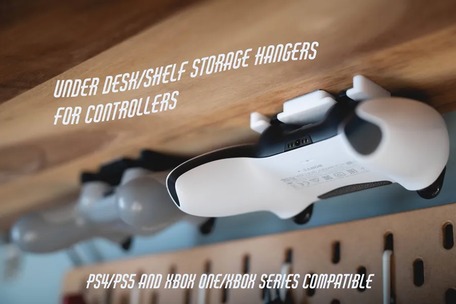 Under Desk/Shelf Storage Hanger/Mount/Display for PlayStation and Xbox Controllers | PS2/PS3/PS4/PS5, 360/Xbox One/Xbox Series X/S