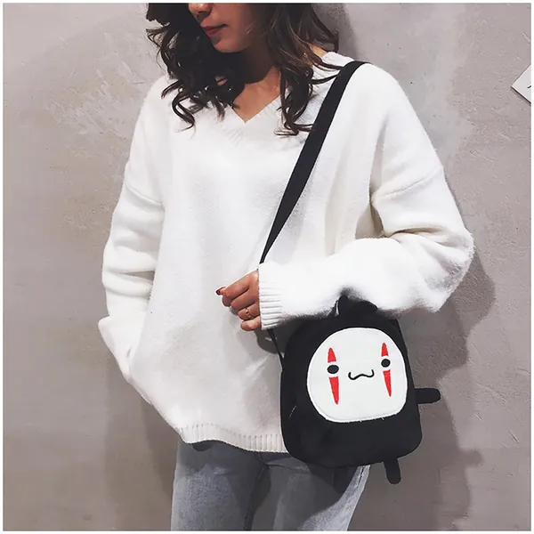 Cartoon No Face Man Tote Bag, Studio Ghibli Eco Bag, Pouch Bag, Casual Shoulder Bag, Japanese Animi Sen and cihelo's missing Canvas Bag