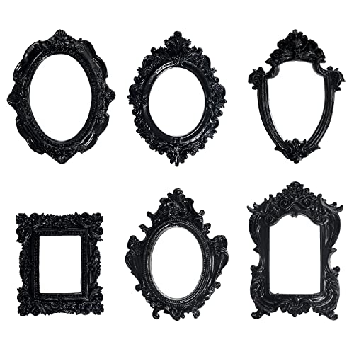Rich Boxer 6 Pcs Mini Resin Frame Vintage Photo Frame Wall Gallery Picture Frame Table Display Wall-mounted Photo Frames for for DIY Home Decoration - B
