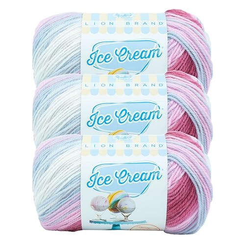 (3 Pack) Lion Brand YarnIce Cream Baby Yarn, Cherries Jubilee - 3 Pack - Cherries Jubilee