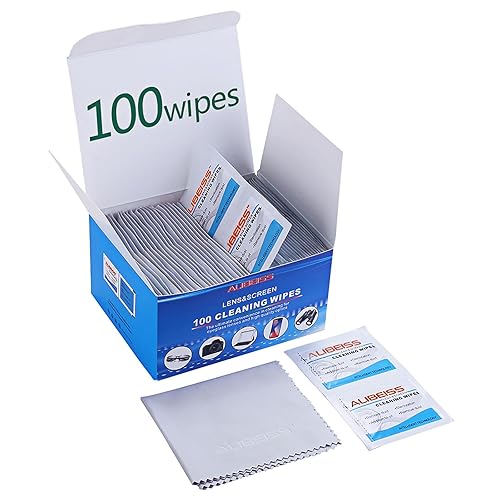 Pre-Moistened Lens Wipes ALIBEISS Screen Wipes for Glasses, Camera,Tablets, Smartphone, Screens and Other Delicate Surfaces,Pack of 100 - 100 Count (Pack of 1)