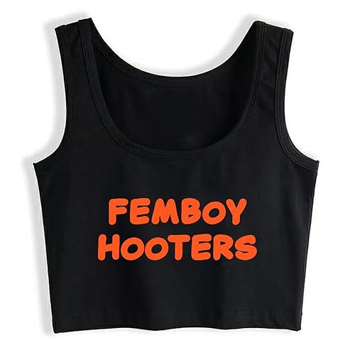 Femboy Hooters Femel Crop Top Shirt Sexy Vest - Medium - Black