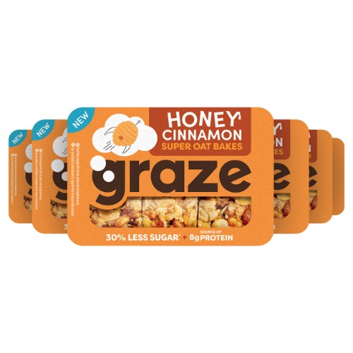Graze Honey Cinnamon Protein Oat Bites Oat Malt Bars - 6 x 3 Bars (52g)
