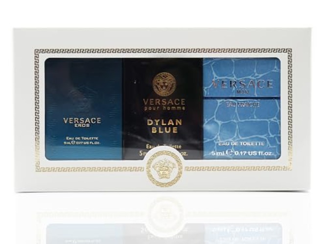 Versace Miniature Variety Trio Collection Perfume Gift Set for Men 0.17 oz/5 ml Splashes 1 - 0.17 Fl Oz (Pack of 1)