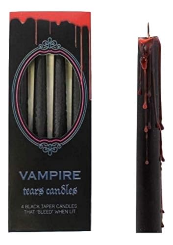 something different Vampire Tears Black Candles - Set of 4 Bleeding Candles - Gothic Rituals Halloween