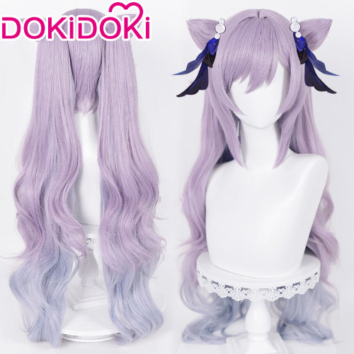 【Ready For Ship】DokiDoki Game Genshin Impact Keqing Cosplay Wig Opulent Splendor Ke Qing Gradient Ver Long Curly Purple | Ke qing