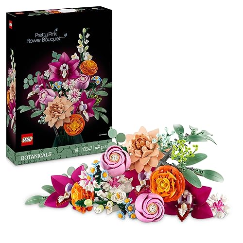 LEGO Botanique Le joli bouquet de fleurs roses - Set de construction pour adulte - Plantes artificielles pour décoration florale - Bouquet de marguerites, roses - Idée cadeau pour la St Valentin 10342