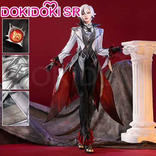 【Partial Size Ready For Ship】【Size S-2XL】DokiDoki-SR Game Genshin Impact Fontaine Fatui Harbinger Cosplay The Knave Arlecchino Costume / Shoes | Costume Only-S-Ready For Ship
