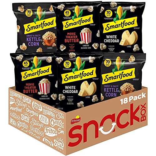 Smartfood Popcorn, Variety Pack, 0.5 Ounce (Pack of 18) - 18ct Variety Pack - 1.09 Ounce (Pack of 18)