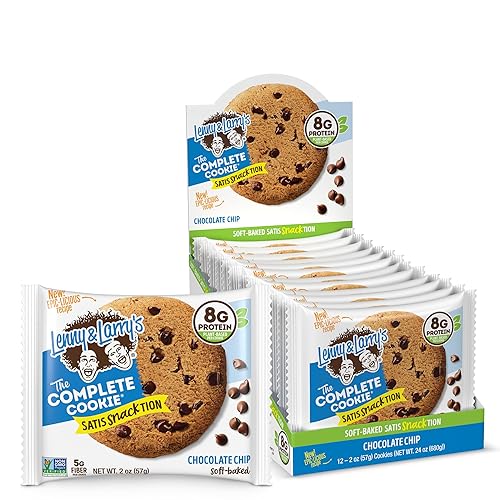 Lenny & Larry's The Complete Cookie Snack Size, Chocolate Chip, Soft Baked, 8g Plant Protein, Vegan, Non-GMO 2 Ounce Cookie (Pack of 12) - Chocolate Chip