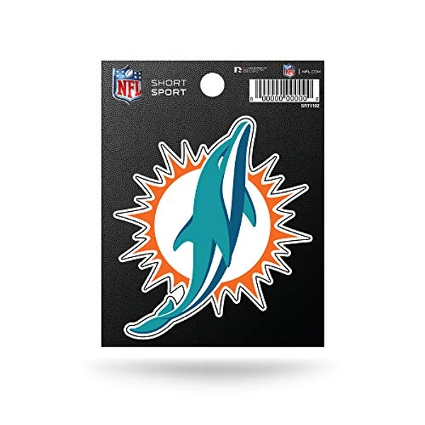 Rico Industries NFL Die Cut Team Logo Short Sport Sticker, Miami Dolphins , 3.75 x 4.75-inches