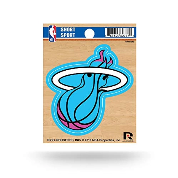 Rico Industries NBA Miami Heat Short Sport Decal 3.75" x 4.75" Die Cut Team Logo Short Sport Decal,White