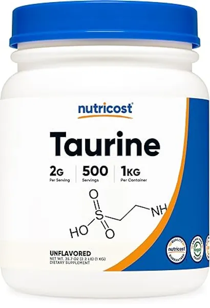 Nutricost Taurine Powder (1KG) - 500 Servings - 500 Servings (Pack of 1)
