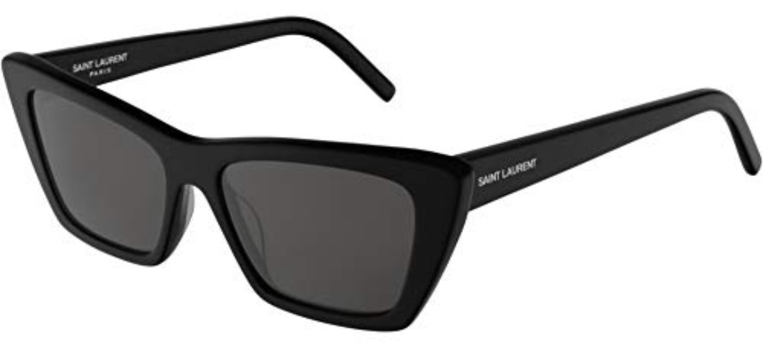 SAINT LAURENT Women's Narrow Cat Eye Sunglasses - Shiny Black - 53.0 Millimeters