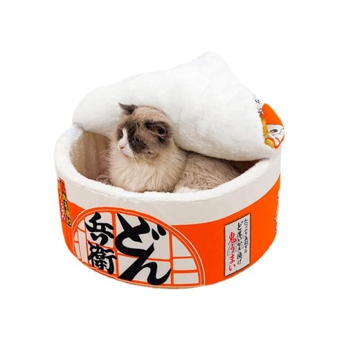 SSDHUA Cat Nest Instant Noodle Shape Cat House Cat Sofa Bed Cute and Comfortable Pet Cat House Detachable Multifunctional Soft Pet Bed Suitable for Small Cats and Dogs (L,Orange) 1 - L - Orange