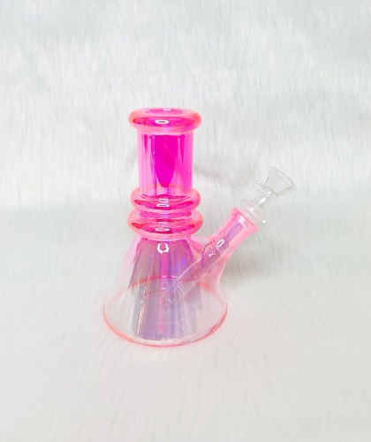 Mini Iridescent 6in Glass Water Pipe/Bong | Pink
