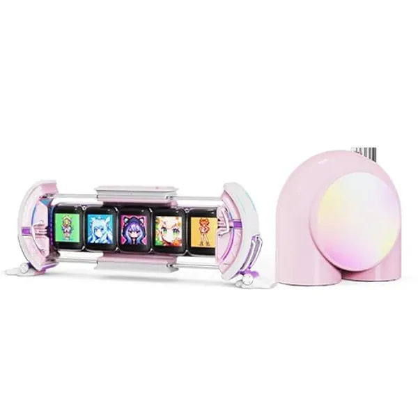 Divoom Times Gate Pink+ Planet-9 Smart Mood Lamp Pink, Cute Programmable RGB LED for Bedroom Gaming Room Office