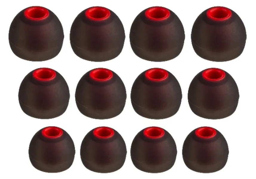 Xcessor (S/M/L) 6 Pairs (12 Pieces) of Silicone Replacement in Ear Earphone S/M/L Size Earbuds Replacement Ear Tips for Popular in-Ear Headphones. Black/Red