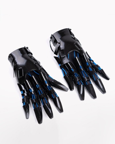 Cyberpunk Glowing Mechanical Hand Armor Gloves| Halloween Costume | Blue / Onesize