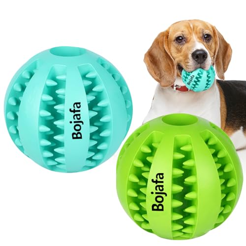 Dog Puzzle Teething Toys Balls: 2pack Interactive Rubber Small Dog Treat Dispensing Ball Medium Breed Dog Aggressive Chewer Enrichment Toys for Boredom and Brain Stimulating Game Teeth Cleaning Chew - 2 * Large-2.8 inch / 7cm