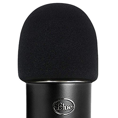 Foam Microphone Windscreen- Aedor Quality Sponge Mic Cover as a pop filter for Blue Yeti, Yeti Pro Condenser Microphones(Black) - 1pack black