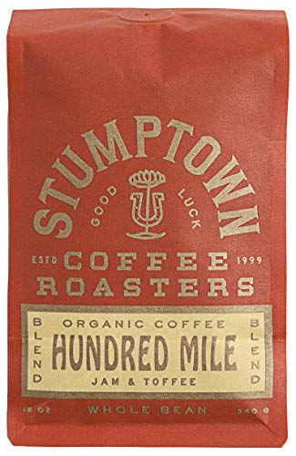 Stumptown Coffee Roasters, Medium Roast Organic Whole Bean Coffee - Hundred Mile 12 Ounce Bag with Flavor Notes of Jam and Toffee - Hundred Mile - 12 Ounce (Pack of 1)