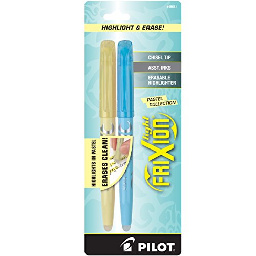Pilot, FriXion Light Pastel Erasable Highlighters, Pack of 2, Yellow and Blue