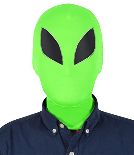 Aniler Unisex Full Cover Spandex Mask Halloween Full Face Mask Costume Cosplay Hood Mask - One Size - Lime Green Alien
