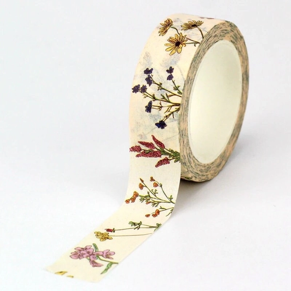 Flower Washi Tape, Botanical Illustration Masking Tape, Vintage Style Journal Supplies for Planners and Journals
