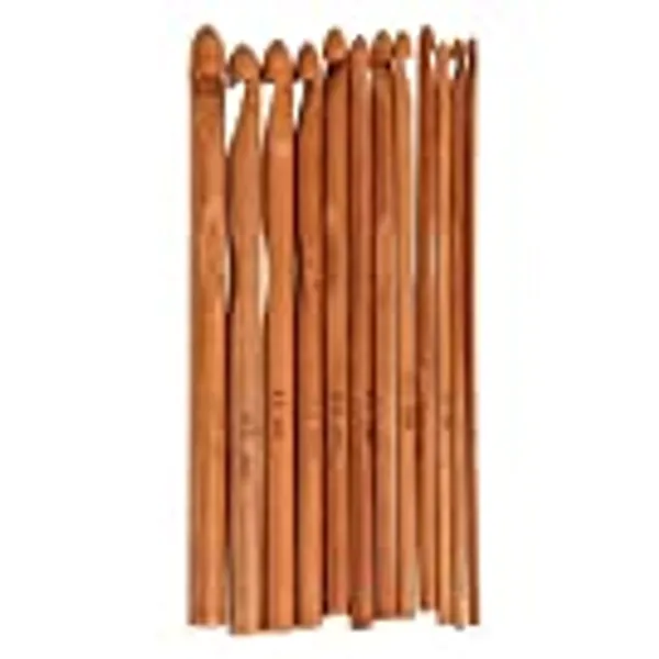 ZXUY 12pcs 6" Bamboo Handle Crochet Hook Knit Craft Knitting Needle Weave Yarn 3-10mm