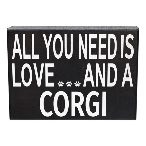 JennyGems Corgi Gifts for Corgi Lovers, Corgi Sign, Corgi Dog Gifts, Corgi Mom, All You Need Is Love and a Corgi Sign, Made in USA