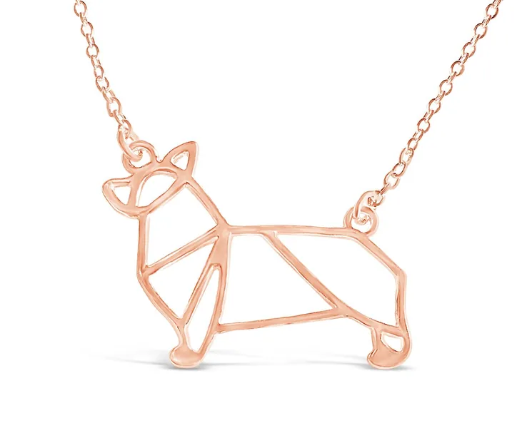 Rosa Vila Corgi Necklace, Corgi Origami Necklace, Corgi Gift Perfect For Dog Lovers, Dog Jewelry For Women, Dog Necklaces For Lovers Of Corgis, Gifts For Corgi Lovers