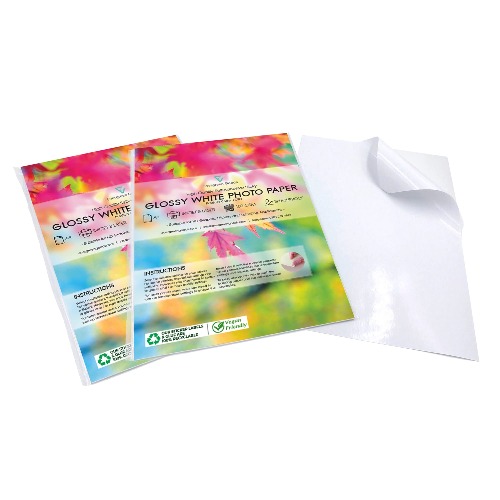 Evergreen Goods™ 2 x 50 Sheets A4 Premium WHITE GLOSSY Self Adhesive Photo Paper | Splashproof High Resolution Printing Labels | Make from Home - Product Labelling, Sticker Making, Model Decals & More