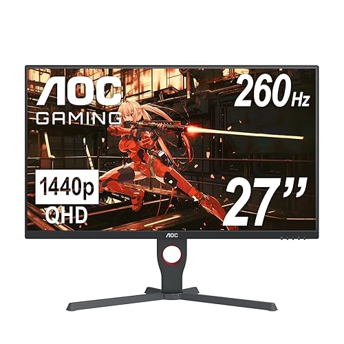 AOC Q27G10ZE 27" Gaming Monitor, QHD 2560 x 1440, Up to 260Hz 0.5ms, HDMI 2.0 x2, Display Port x1, 3-Sided Frameless, Console Gaming Ready, 3-Year Zero-Bright-Dot - 27 inch - QHD - 240Hz