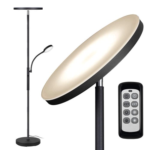 Floor Lamp - Dimunt LED Floor Lamps for Living Room Bright Lighting, 27W/2000LM Main Light and 7W/350LM Side Reading Lamp, Adjustable 3 Colors 3000K/4500K/6000K Tall Lamp with Remote & Touch Control - Floor Lamp