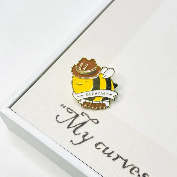 Cute Bee Cowboy Cartoon Enamel Pin badge lapel pin pin set funny brooch display pastel hard enamel pin Kawaii pins for bags birthday gifts