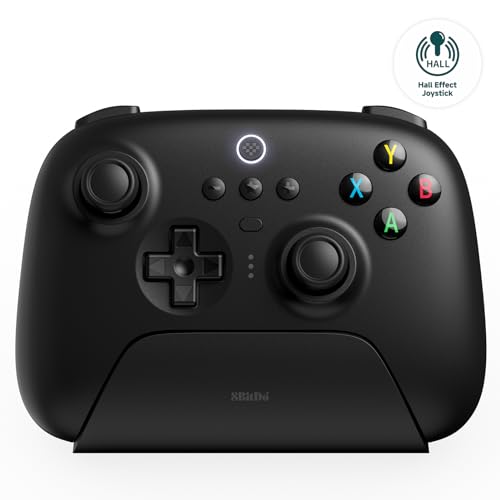 8Bitdo Ultimate 2.4G Wireless Controller, Hall Effect Joystick Update, Gaming Controller with Charging Dock for PC, Android, Steam Deck & Apple (Black) - Black - Hall Effect Joystick