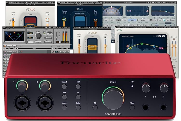 AudioDeluxe Focusrite Scarlett 16i16 Studio (4th Gen) USB Audio Interface and Waves Musicians 2 Bundle