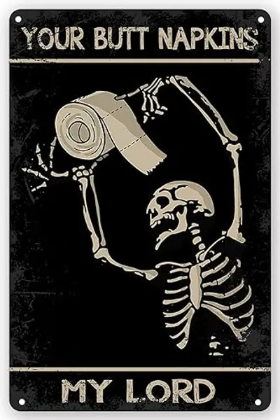 Aowotu Funny Metal Retro Skeleton Decorate Tin Signs Wall Art Perfect For Home Washroom Bathroom Decoration 8x12 Inch