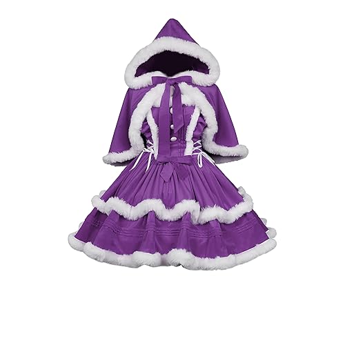 ZZEQYG Christmas Dresses for Women Solid Color Fashion Warm Halter Dress Suit with Cloak - Large - Dress Suit-purple