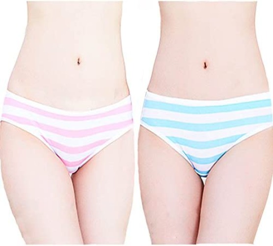 Joyralcos Japanese Striped Panties Bikini Cotton Anime Blue Pink Cosplay Underwear 2 Pack Briefs - Classic Briefs
