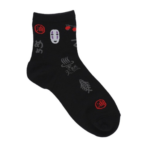 Spirited Away Short Crew Socks (Black) 23-25cm No Face Kaonashi Studio Ghibli