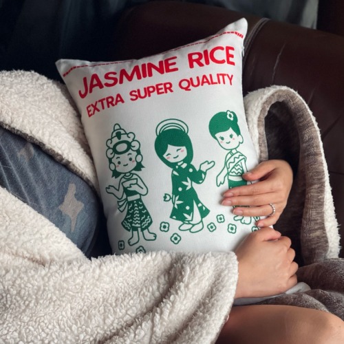 Jasmine Rice Decorative Throw Pillow | Kawaii (18 inches x 12 inches)
