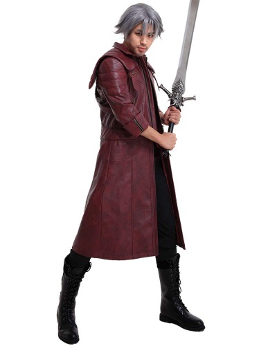 Dante Cosplay Costume Pu Leather Jacket - Small