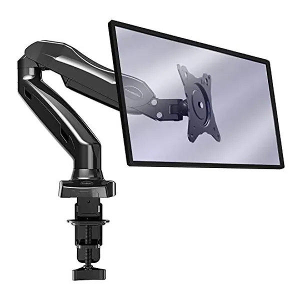 Invision PC Monitor Arm – Ergonomic Height Assisted (Gas Powered) Full Motion Single Arm Desktop Clamp Mount for 17–27” Screens Adjustable Tilt Swivel VESA 75mm & 100mm Weight 2kg to 6.5kg (MX150)
