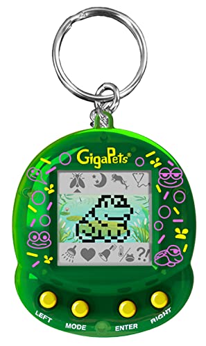 Giga Pets NEW Floppy Frog Virtual Animal Pet Toy, Glossy Green Translucent Housing Shell, New Games, Animations, Sound Effects, & Low Battery Warning, Upgraded Nostalgic 90s Toy, 3D Pet Live in Motion - Floppy Frog